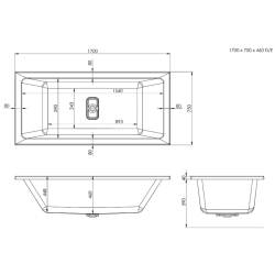 Malene rektangulr badekar 170 x 75 cm